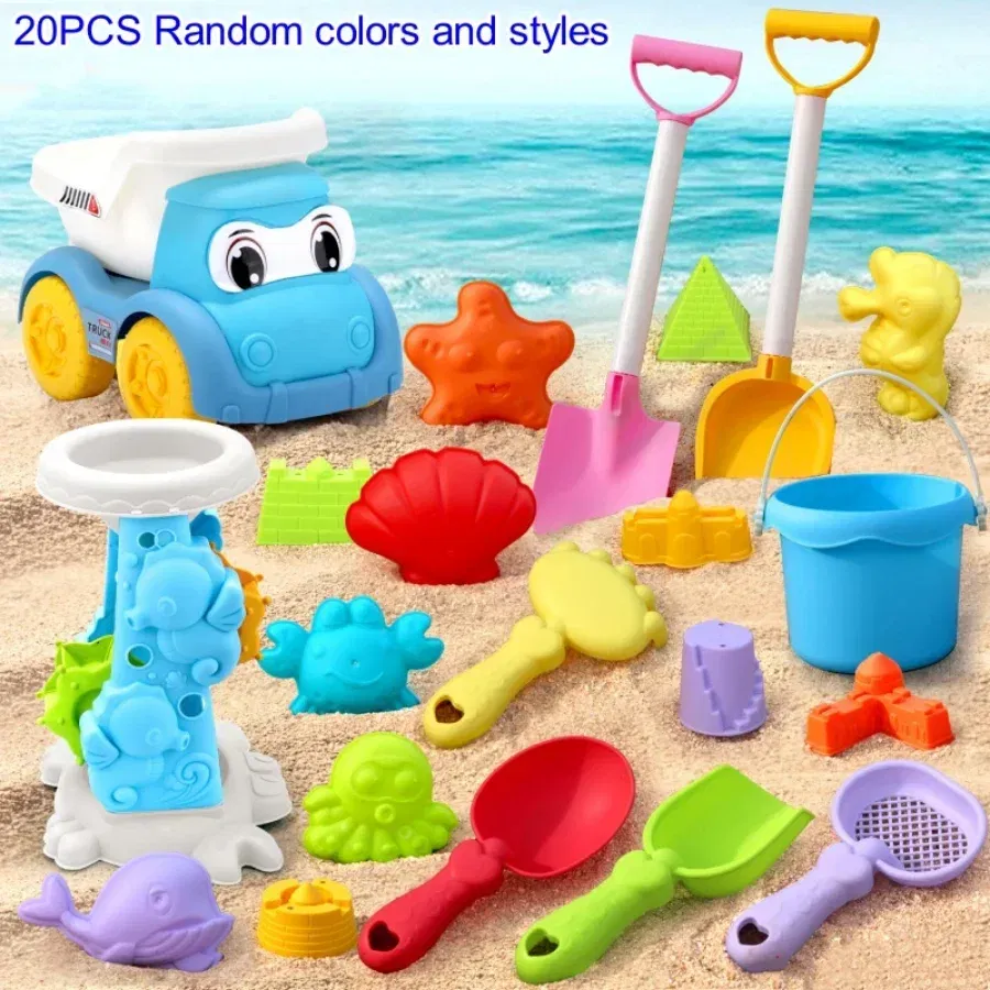 Color: Yellow - Children's Beach Toy Set, ATV, Sand Digging and Water Toy, Beach Bucket, Hourglass, Shovel, Beach Sand Play Tool Random Colors