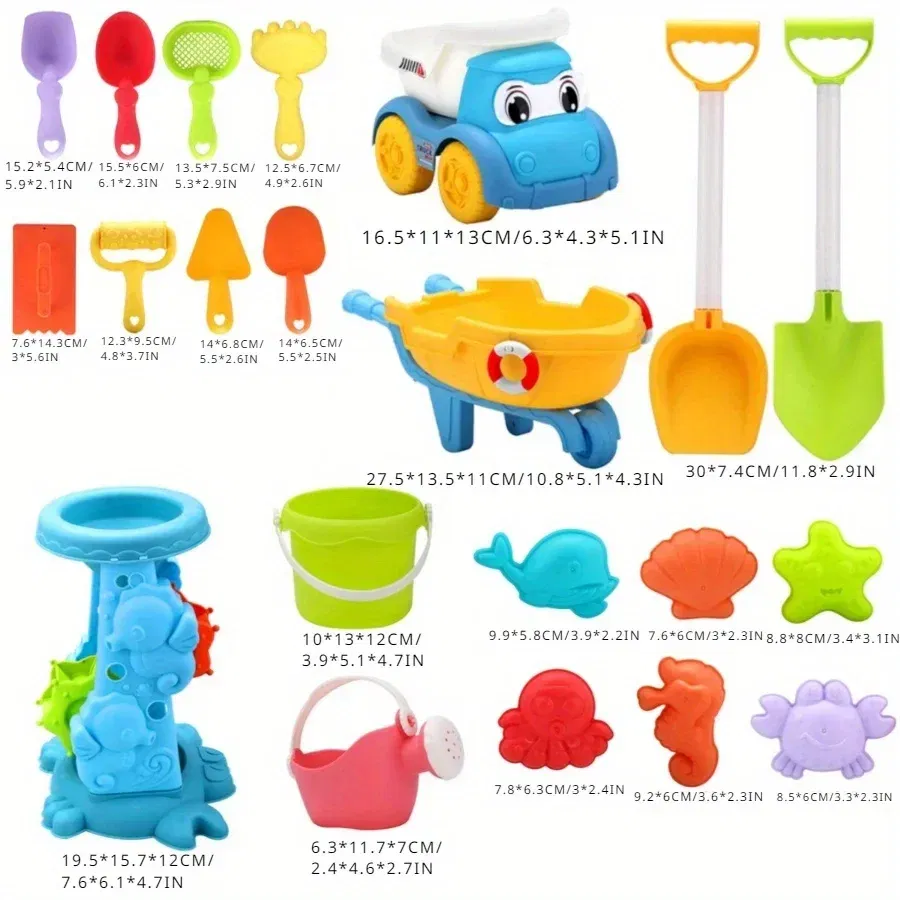 Color: Yellow - Children's Beach Toy Set, ATV, Sand Digging and Water Toy, Beach Bucket, Hourglass, Shovel, Beach Sand Play Tool Random Colors