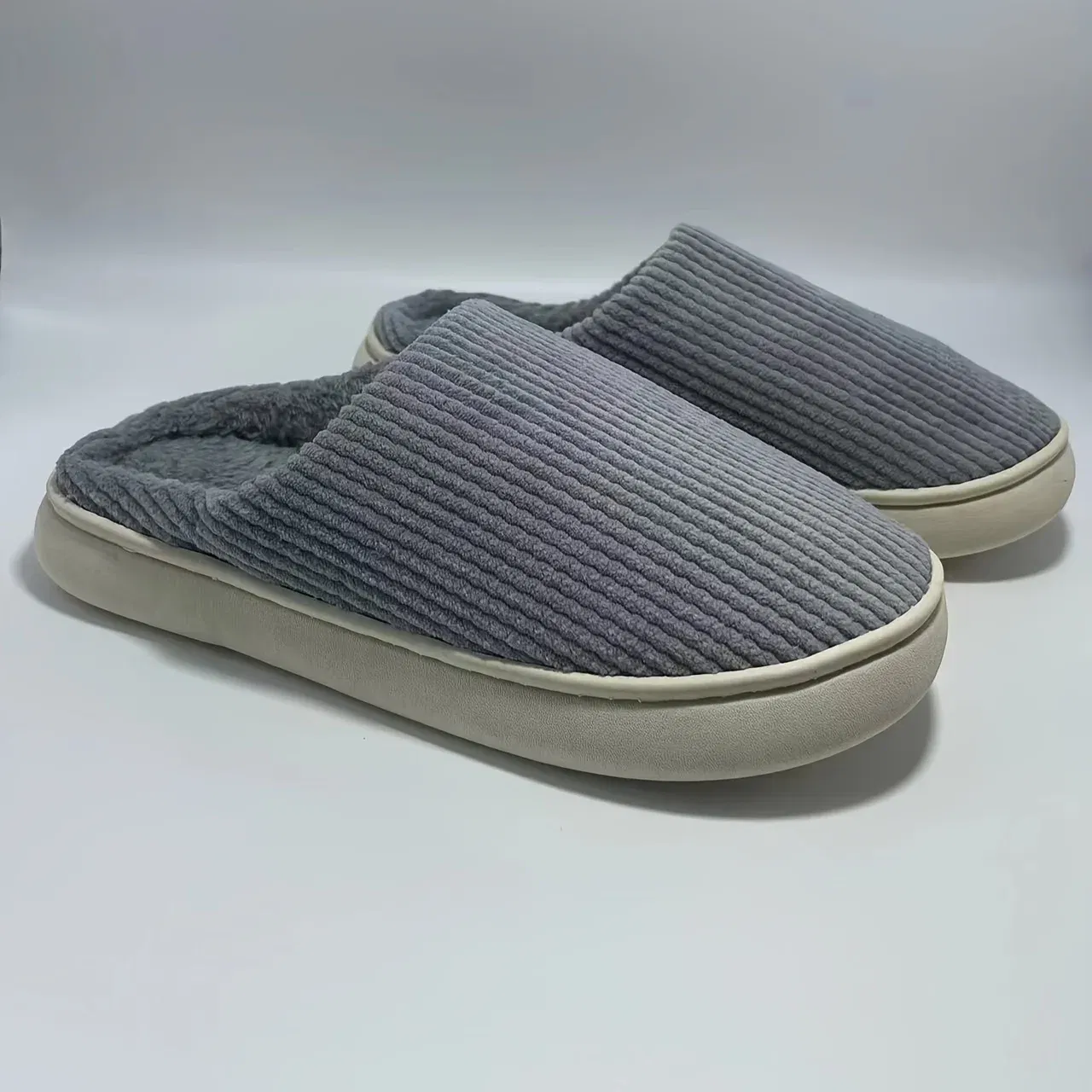 Color: GRAY, Shoe Size: 43 - Mens Memory Foam Slippers Slip on,  Cozy Men's Bedroom Slippers Warm Soft Closed Toe Man Slippers
