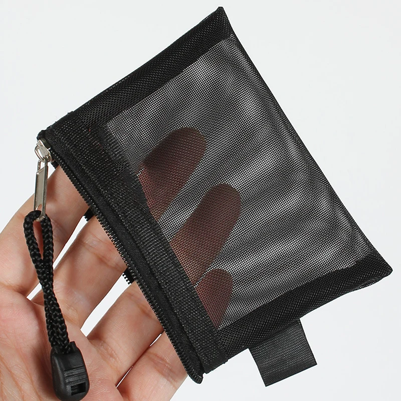 Color: Dark Grey - Mini Transparent Nylon Mesh Coin Bags Credit ID Card Organizer Portable Coin Purse Lipstick Earphone Data Line Key Storage Bag