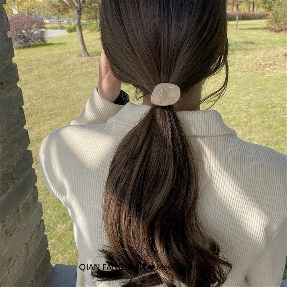Color: Lavender - Fashion Simple Elastic Hair Band Women Temperament Scrunchies Hair Ties Ponytail Holder Gum Headwear Girls Hair Accessories