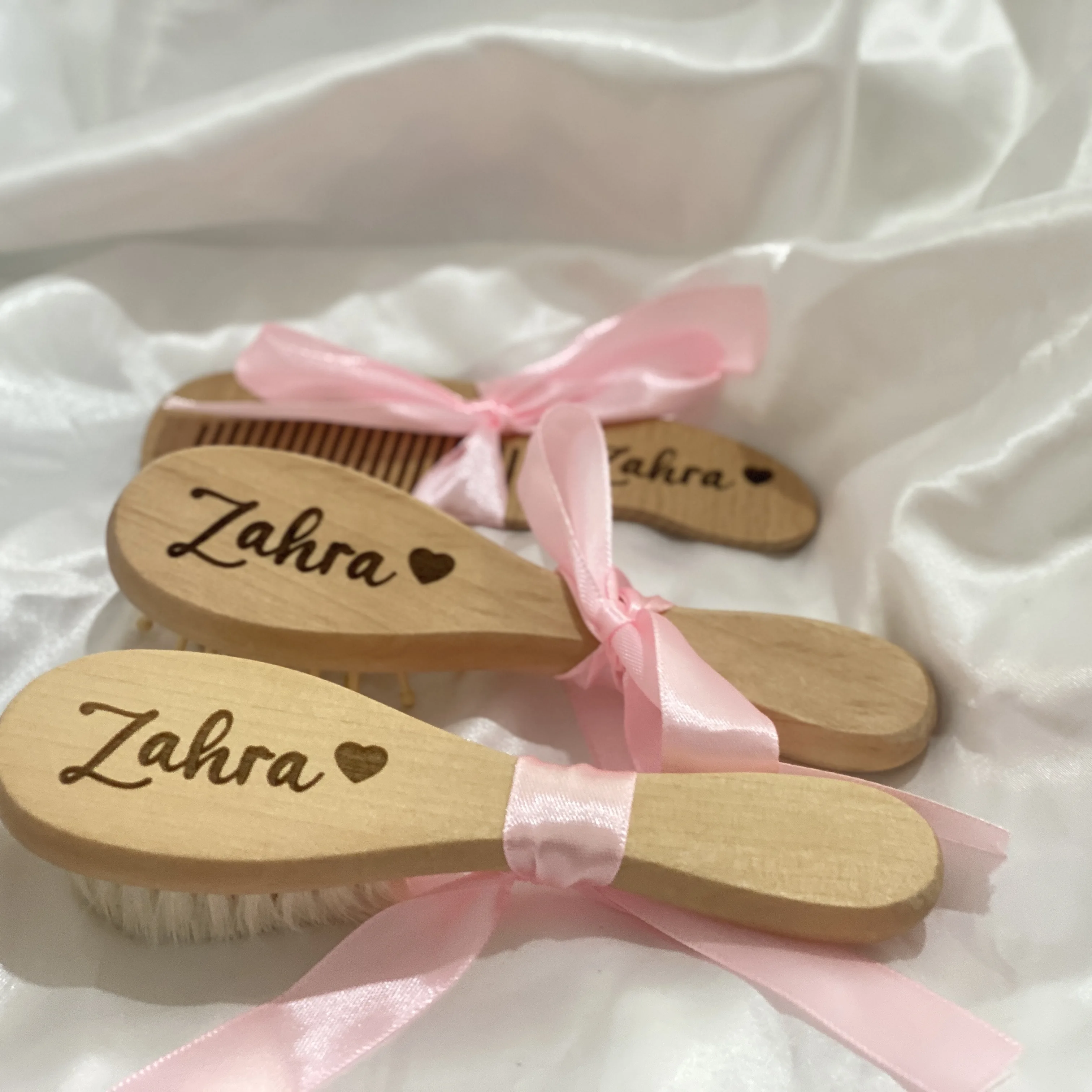 Color: MINT GREEN - Personalized Baby Care Hair Brush Pure Natural Wool Wood Comb,Engraved Newborn Massager Baby Shower and Registry Gift