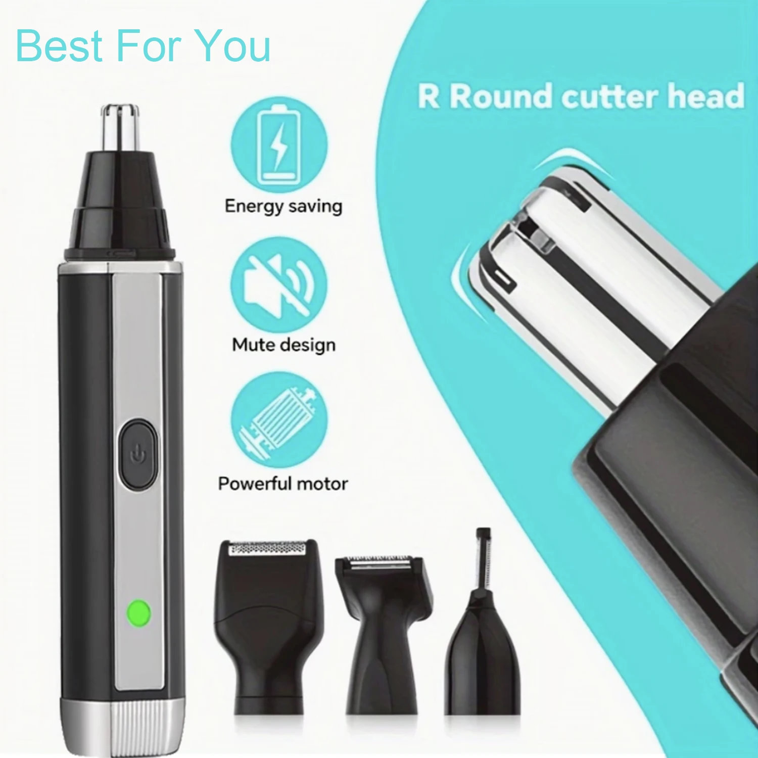 Color: Gold - Man Beard Shaver Sideburns Trimmer Nose Hair Trimmer Eyebrow Razor 4IN1 Grooming kit Rechargeable Lithium Battery