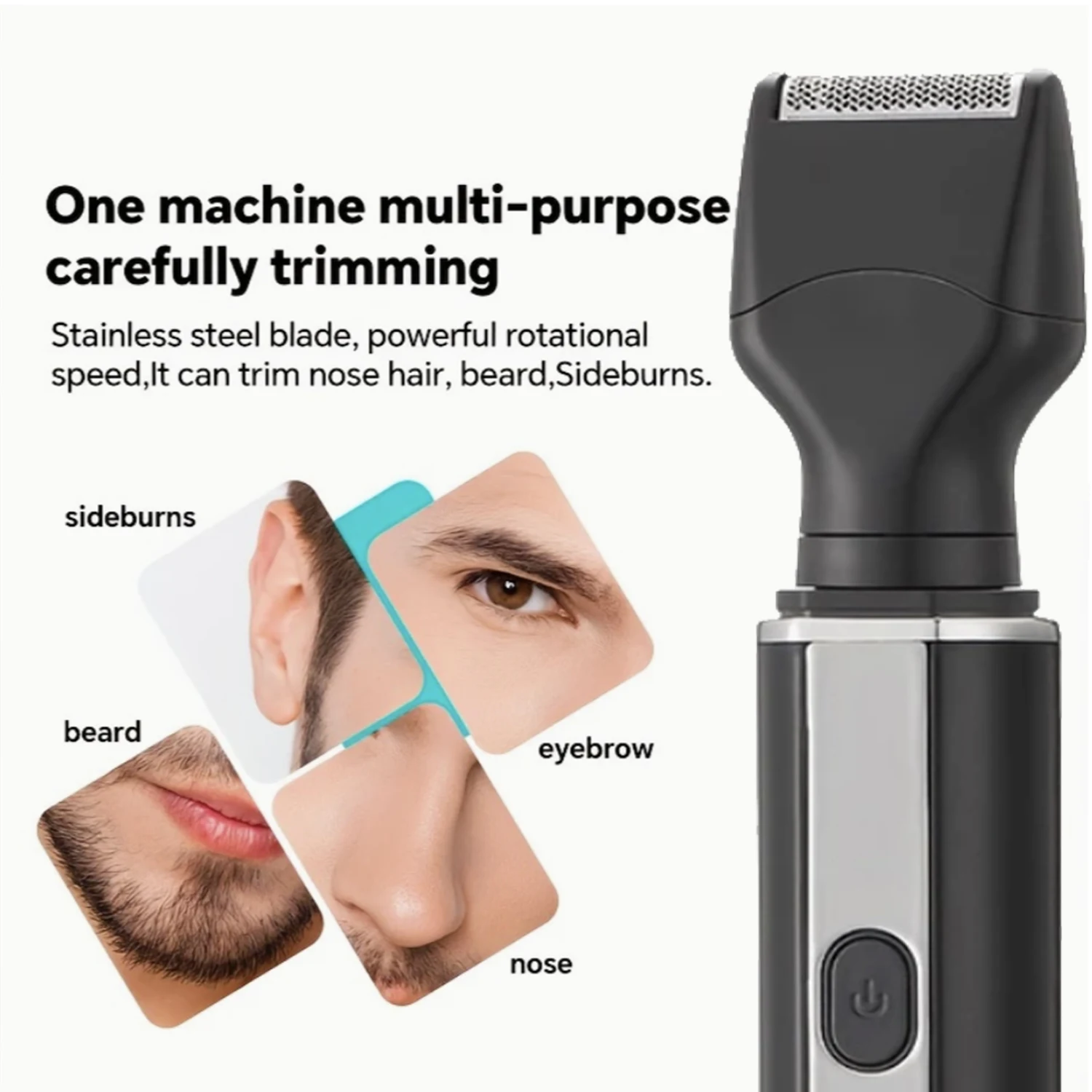 Color: Gold - Man Beard Shaver Sideburns Trimmer Nose Hair Trimmer Eyebrow Razor 4IN1 Grooming kit Rechargeable Lithium Battery
