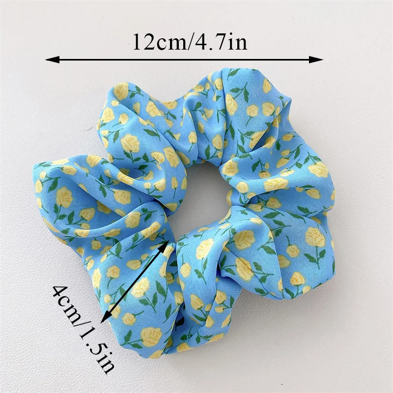 Color: Green - Gentle Sweet Women Floral Hair Ties Scrunchies Tulip Rose Flower Hair Rope Summer Ponytail Holder Rubber Band Hair Accessories