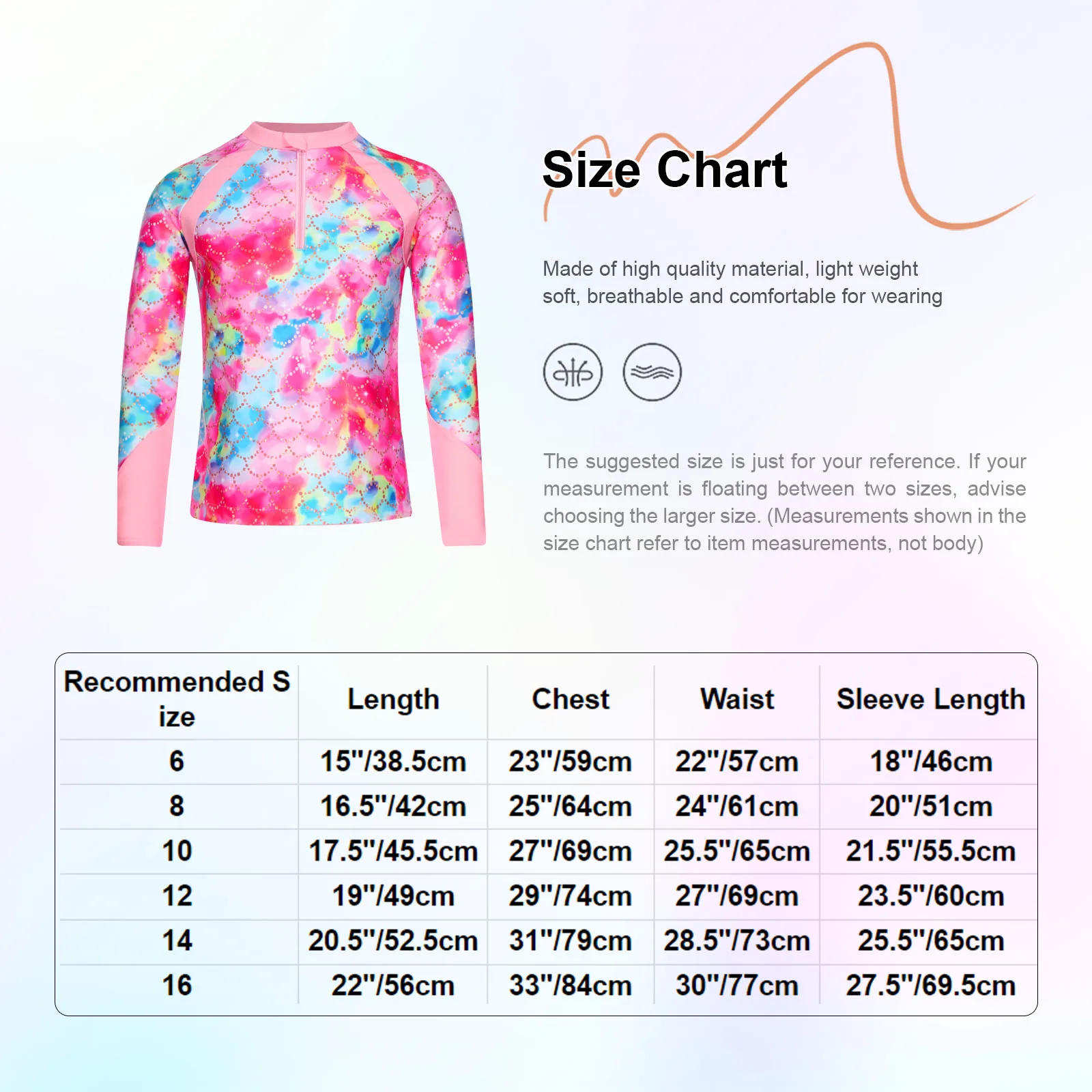 Color: Sky blue, Kid Size: 9M - Girls Swim Top Floral Printed Rash Guard T Shirt Long Sleeve Mermaid Costume Swimwear Beachwear UPF 50+ Surfing Bathing Tops