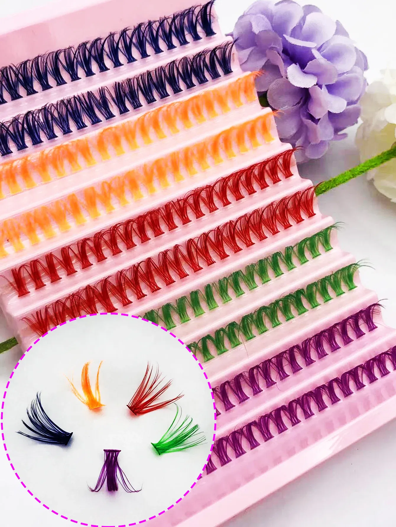Thickness: 0.07mm, Curl: D, Color: Rose Red - DIY Large Capacity Hair, Natural and Thick Style, 30P/40P Can Be Matched at Will