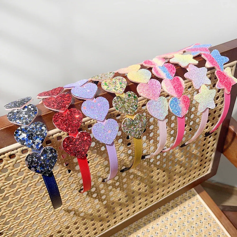 Color: Lavender - 1pcs Fashion Glitter Kids Hair Band Lovely Bow Stars for Headband Girls Cute Colors Hair Tiaras Hairbands Hair Accessories Gifts
