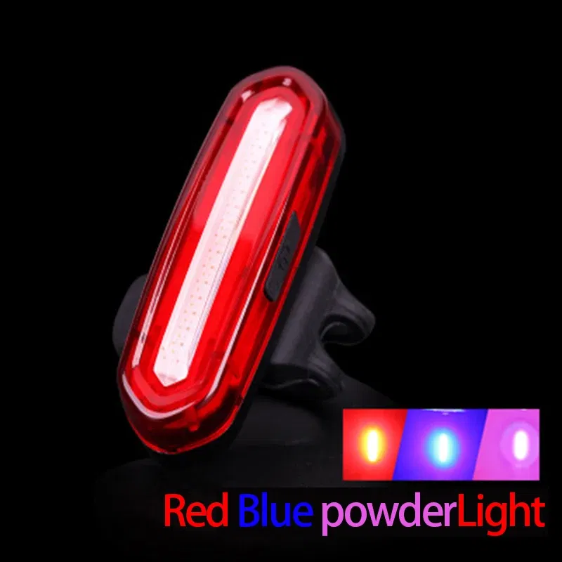 Color: Burgundy - Cycling Tail Light Outdoor Highlight USB Charging Mountain Led Warning  Bike Lights Tail Lamp Rear Light Bicycle Accessories