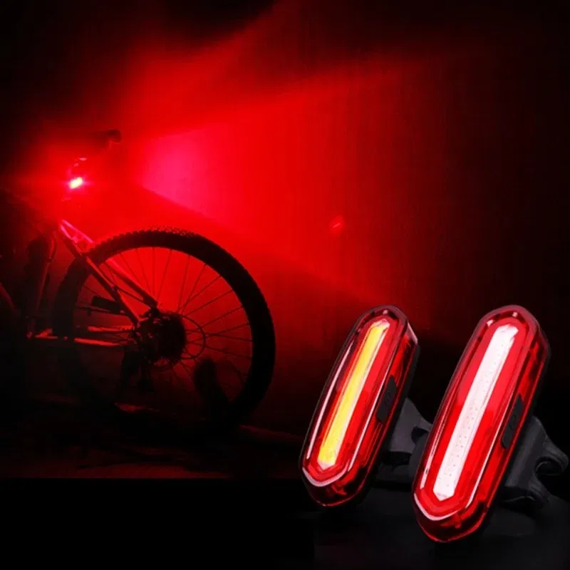 Color: Burgundy - Cycling Tail Light Outdoor Highlight USB Charging Mountain Led Warning  Bike Lights Tail Lamp Rear Light Bicycle Accessories