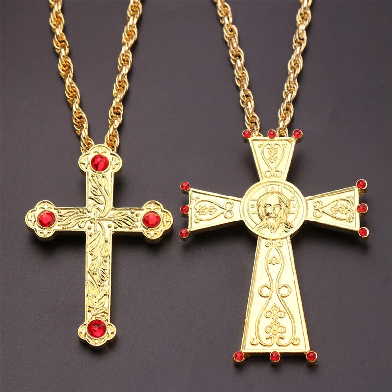 Color: Navy, Cross Size: Other - Christian Prayer Jewelry Talisman Pendant Necklace Russian Slavic Charm Orthodox Eastern Church Cross Necklaces Men Women