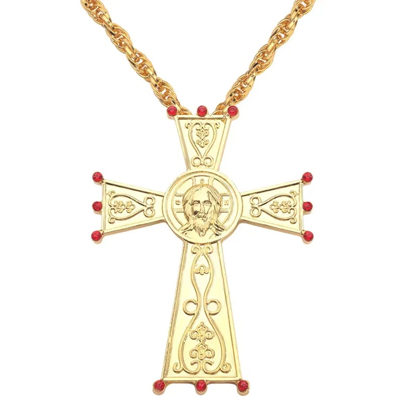 Color: Navy, Cross Size: Other - Christian Prayer Jewelry Talisman Pendant Necklace Russian Slavic Charm Orthodox Eastern Church Cross Necklaces Men Women
