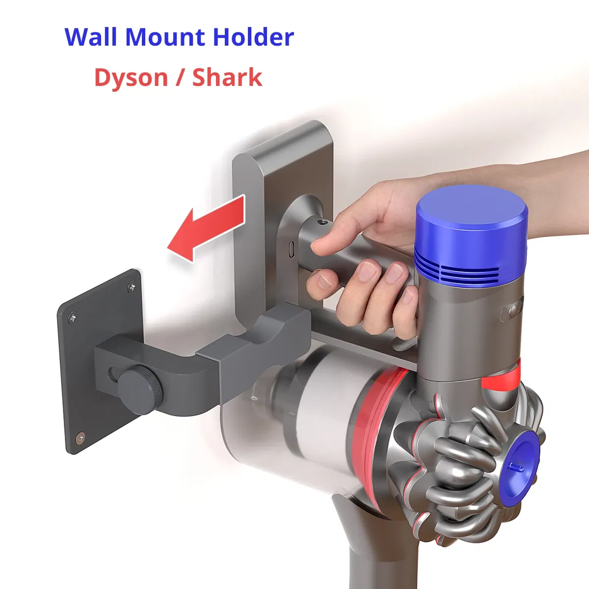 Color: Black - Adjustable Wall Mount Holder for Shark Dyson Airbot Haier Vacuum Cleaner Adhesive No Drilling or Drill Wall Hanger Black Gray