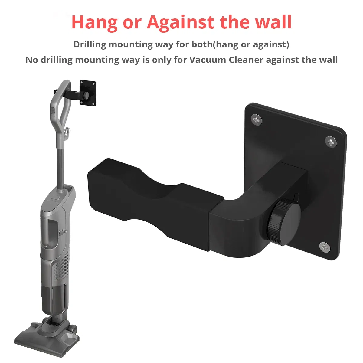 Color: Black - Adjustable Wall Mount Holder for Shark Dyson Airbot Haier Vacuum Cleaner Adhesive No Drilling or Drill Wall Hanger Black Gray