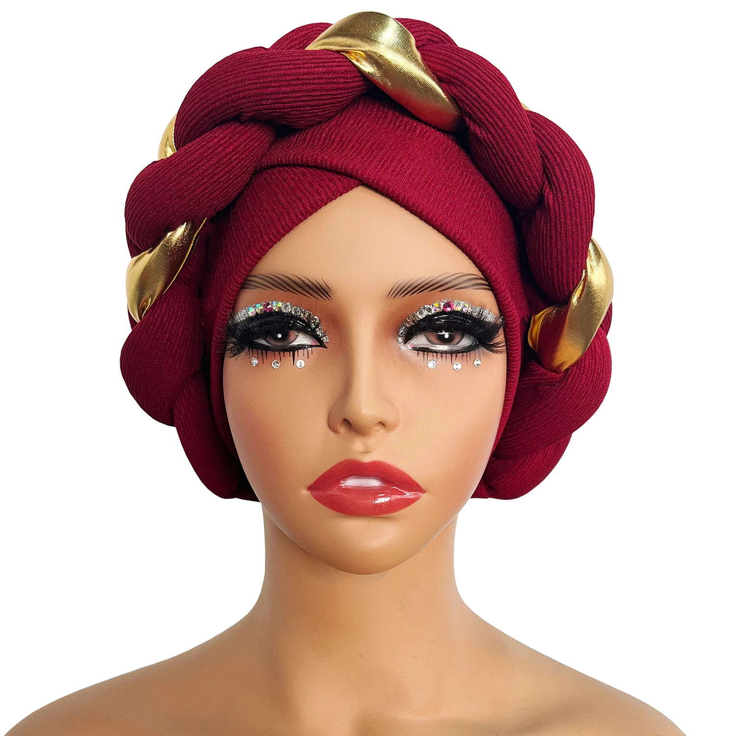 Color: Khaki Light, Ships From: CHINA - African Turban Cap Headdress Women's Pleated Hat Hair Accessories Arab Wrapped Muslim Hijab