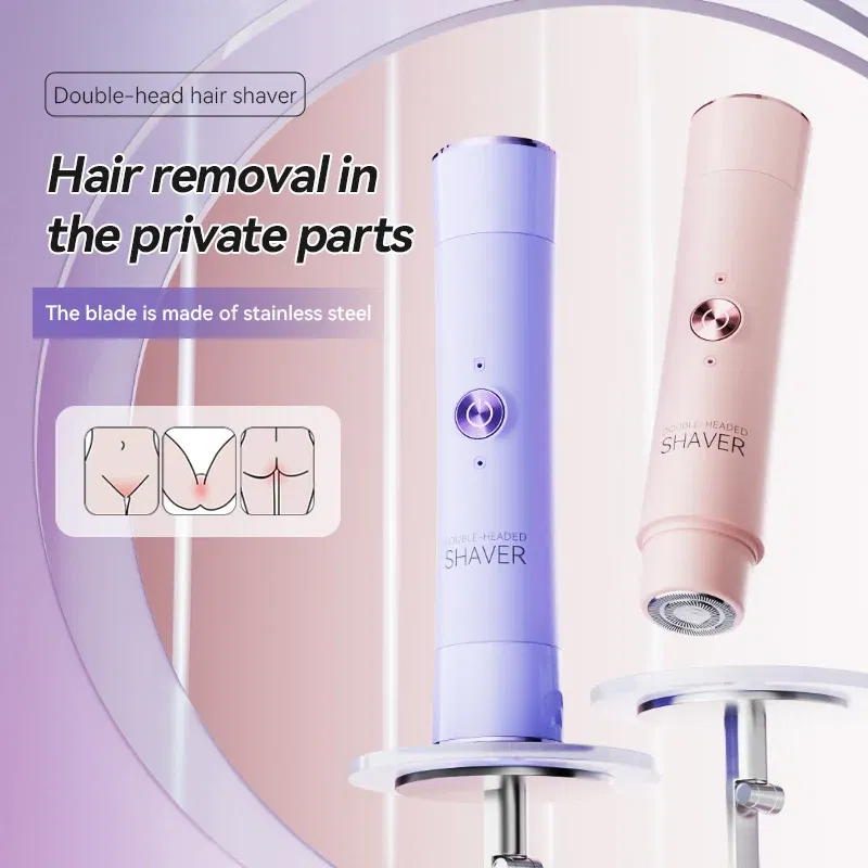 Color: Red - Double Head Electric Epilator Women Rechargeable Painless Hair Remover Shaver for Body Private Areas Bikini Gentle Trimming