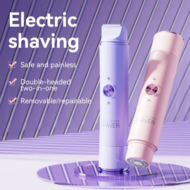 Color: Red - Double Head Electric Epilator Women Rechargeable Painless Hair Remover Shaver for Body Private Areas Bikini Gentle Trimming