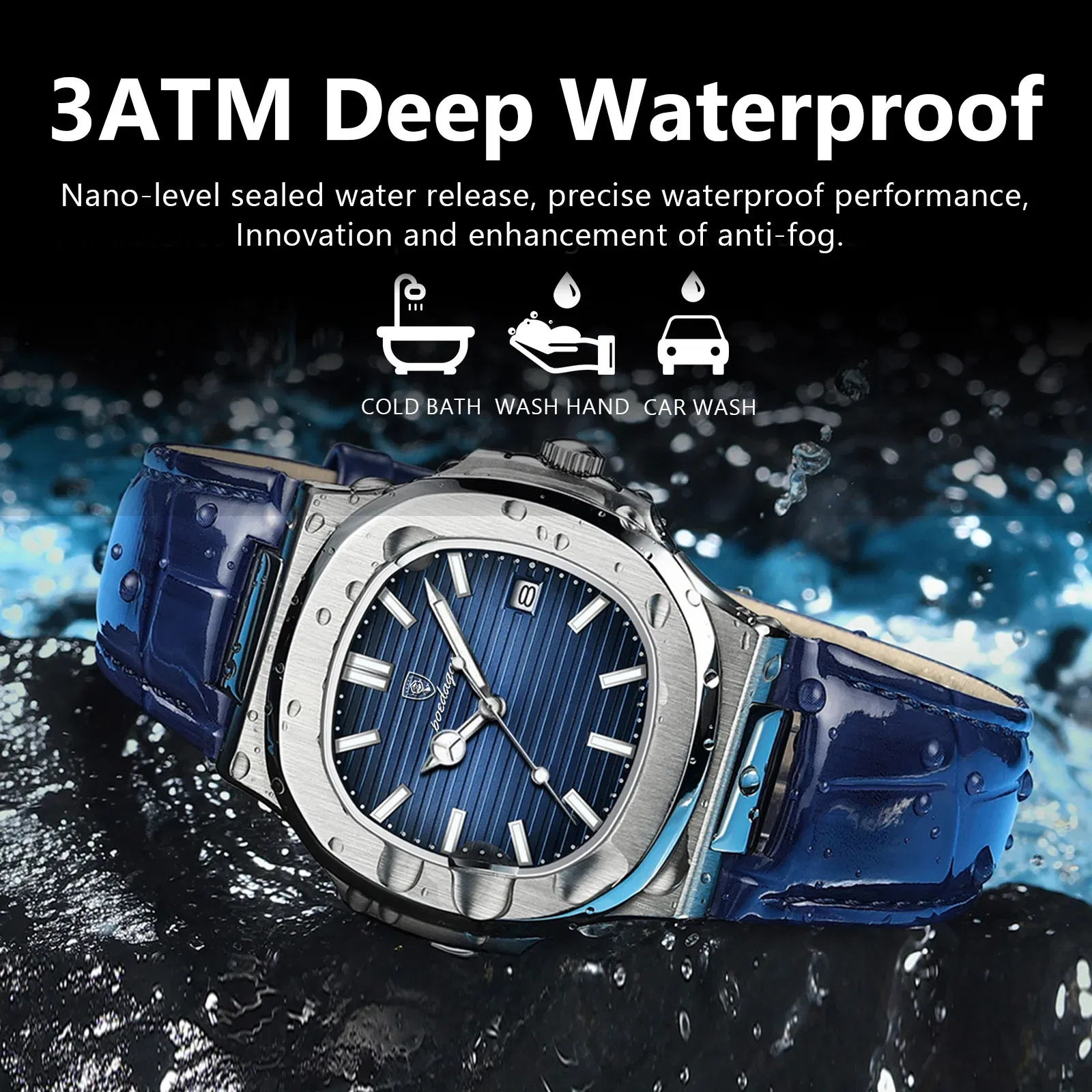 Color: Multicolor - POEDAGAR Luxury Man Wristwatch Waterproof Luminous Date Leather Men's Watches Sports Square Men Watch Casual Quartz Male Clocks