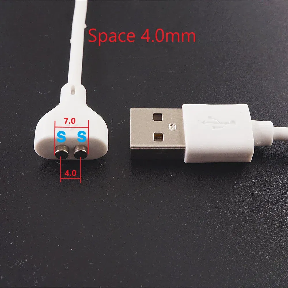 Color: Dark Grey - 1 Pc 2 Pin Magnetic Charging Cable Center Space 5MM 6 7 8 9 10 Magnet Suction USB Power Charger Beauty Instrument Toothbrush