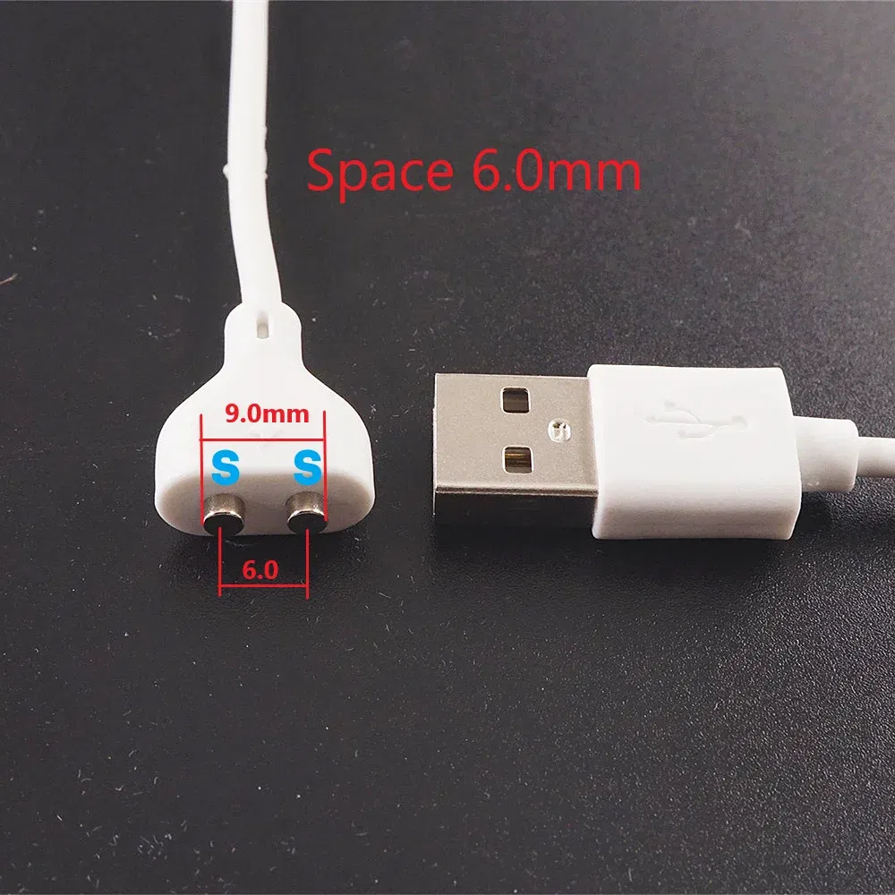 Color: Dark Grey - 1 Pc 2 Pin Magnetic Charging Cable Center Space 5MM 6 7 8 9 10 Magnet Suction USB Power Charger Beauty Instrument Toothbrush