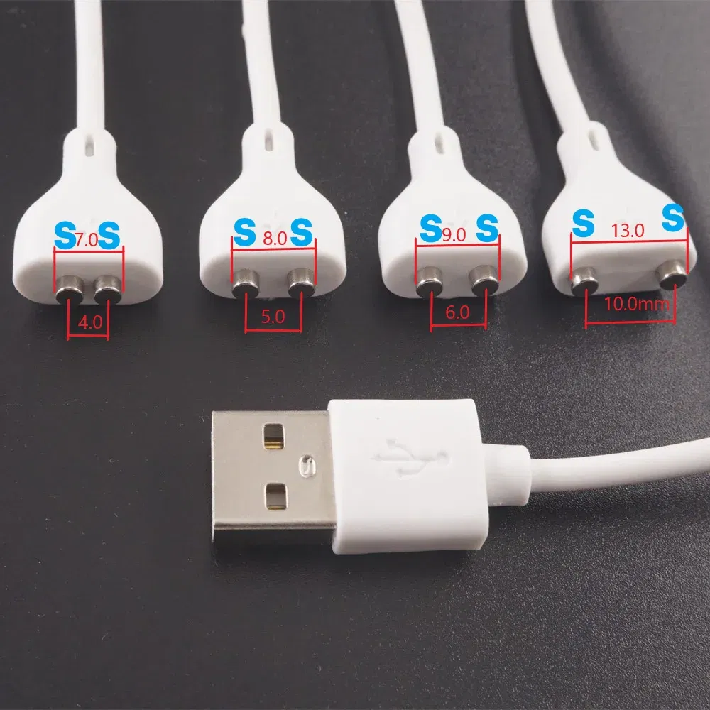 Color: Dark Grey - 1 Pc 2 Pin Magnetic Charging Cable Center Space 5MM 6 7 8 9 10 Magnet Suction USB Power Charger Beauty Instrument Toothbrush