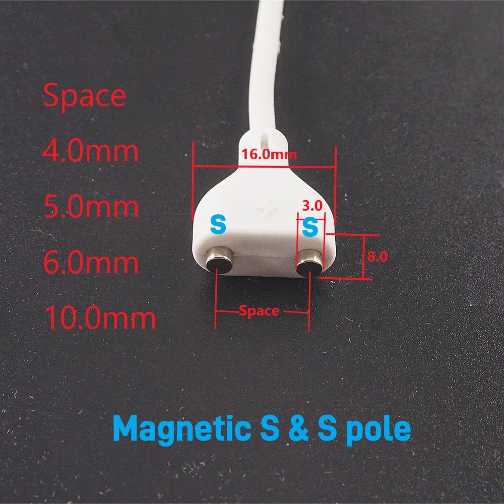 Color: Dark Grey - 1 Pc 2 Pin Magnetic Charging Cable Center Space 5MM 6 7 8 9 10 Magnet Suction USB Power Charger Beauty Instrument Toothbrush