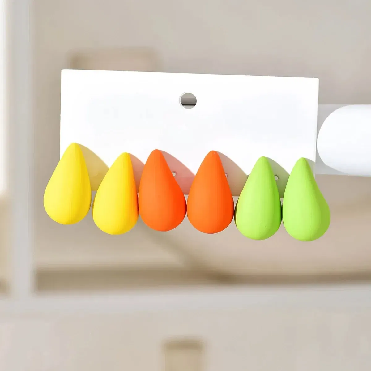 Metal Color: Chocolate - 3 Pair/Set Chunky Gold Plated Waterdrop Hoop Earrings for Women Smooth Multicolour Acrylic Tear Drop Earring Lightweight Jewelry
