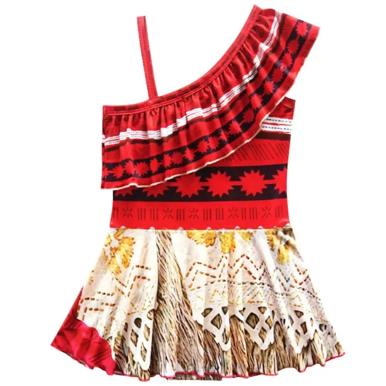 Color: Brown, Kid Size: 9M - Moana 2 Swimsuit Summer Holiday Beach Girls Two-piece Bikini Toddler Adventure Outfit Pool Party Vaiana Fancy Dress Up