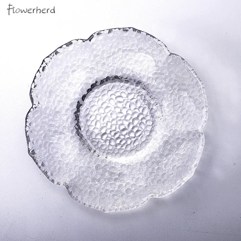 Color: Red - Japanese Style Round Insulated Glass Tea Mat Saucer Teaware Creative Kung Fu Tea Set Cup Holder Phnom Penh Saucer