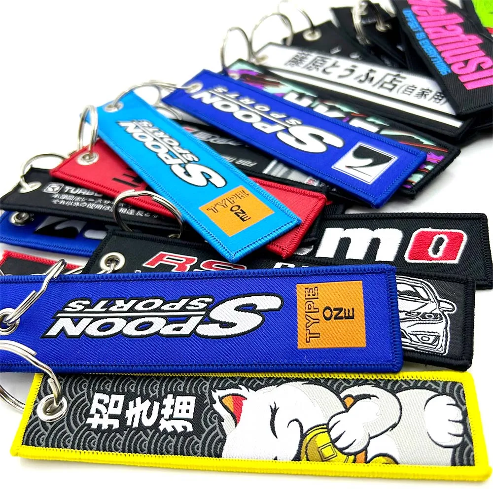 Color Name: Black - JDM HKS Keychain Embroidered Woven Personality Fashion Cloth for Honda Key Chain Car Motorcycle Key Rings Key Holder Pendant Nos