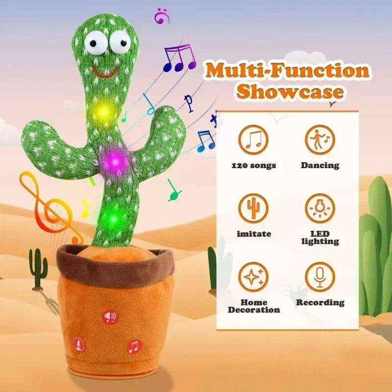 Color: green - Sunshine Cactu Children's Electronic Plush Toy Dancing and Talking Cactu Children's Birthday Party Christmas Gift with 120 Songs