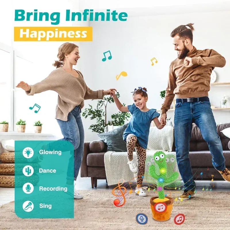 Color: green - Sunshine Cactu Children's Electronic Plush Toy Dancing and Talking Cactu Children's Birthday Party Christmas Gift with 120 Songs