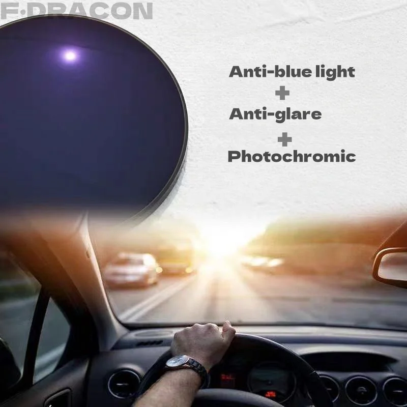 Lenses Color: green, Ships From: CHINA, Lens Index: 1.56 - F?·DRACON Anti-blue light+Anti-glare +Photochromic Lens1.56/1.61 Myopia All-weather Safe Driving Optical Prescription Custom Lens