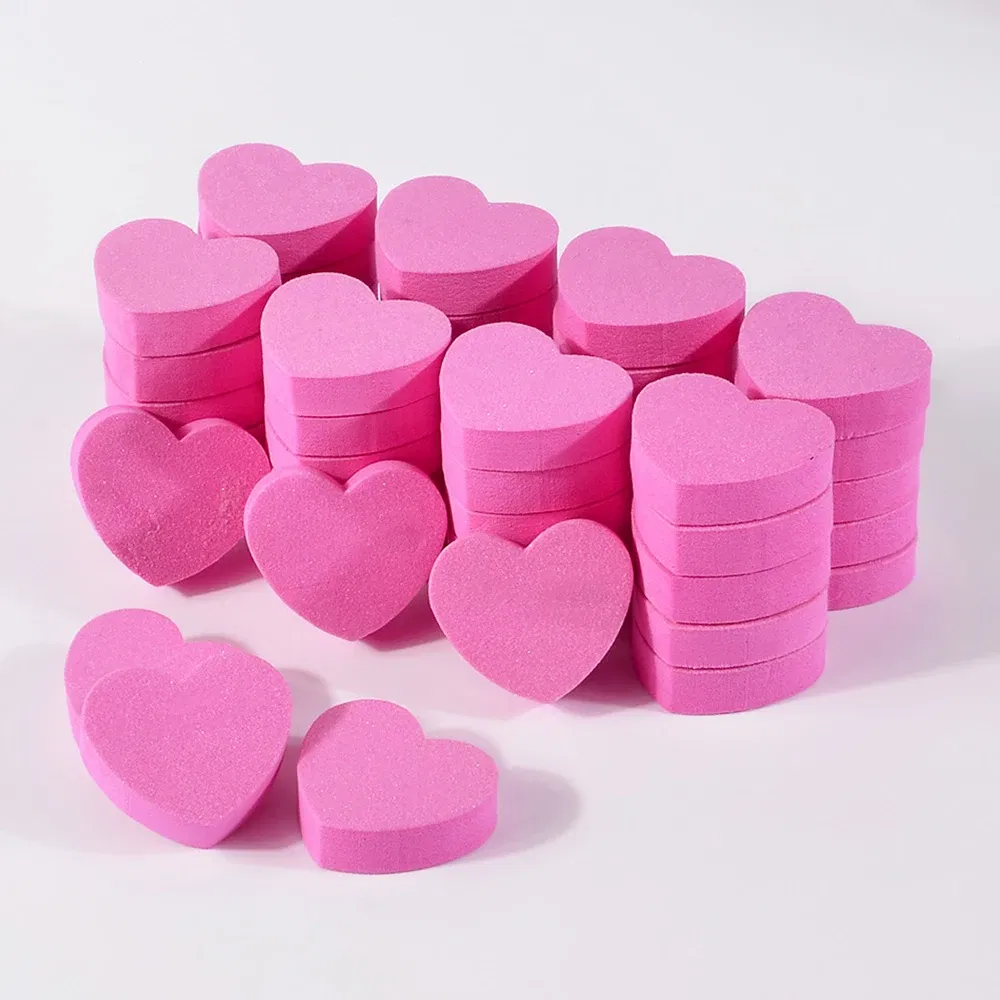 Color: Silver - 1pc/5pcs/10pcs Heart Sponge Nail Files Blocks 180/240 Double-sided Polishing Sanding Buffer Washable Sandpaper Manicure Tools