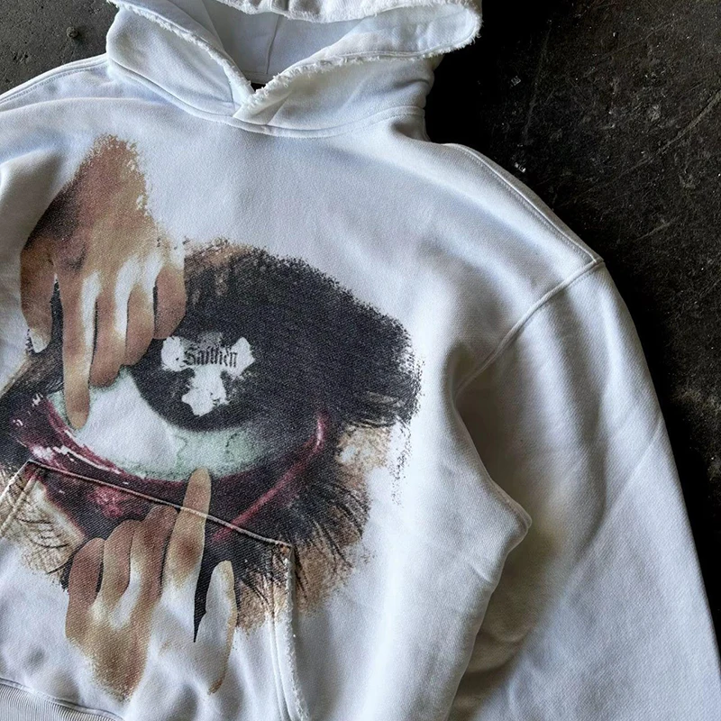 Color: WHITE, Size: XXL - Woman Sweatshirts Streetwear Y2K Hoodie Aesthetics Graphic Print Clothes Oversized Pullover Hoodie Sweatshirt Fall Clothes