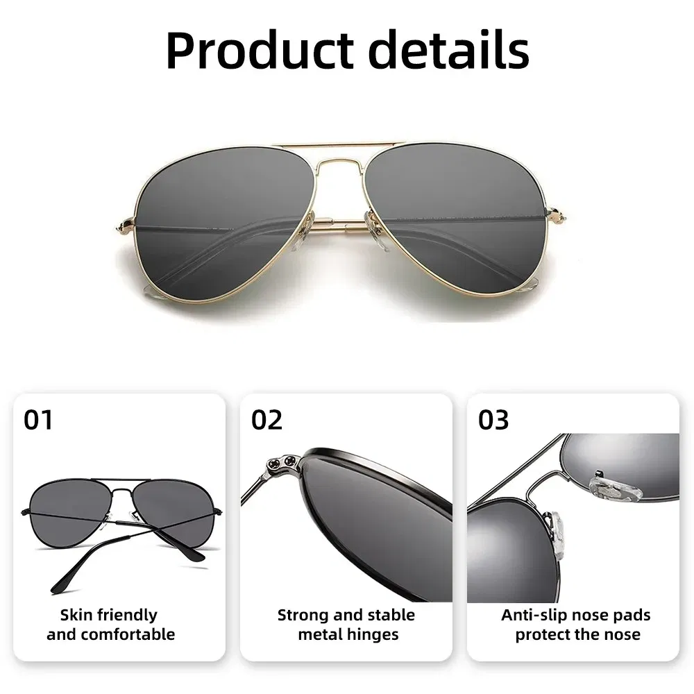 Lenses Color: Light purple, Frame Color: Red - Classic Retro Pilot Polarized Sunglasses Men Luxury Metal Black Aviation Sun Glasses Male Fashion Driving Vacation Shades UV400