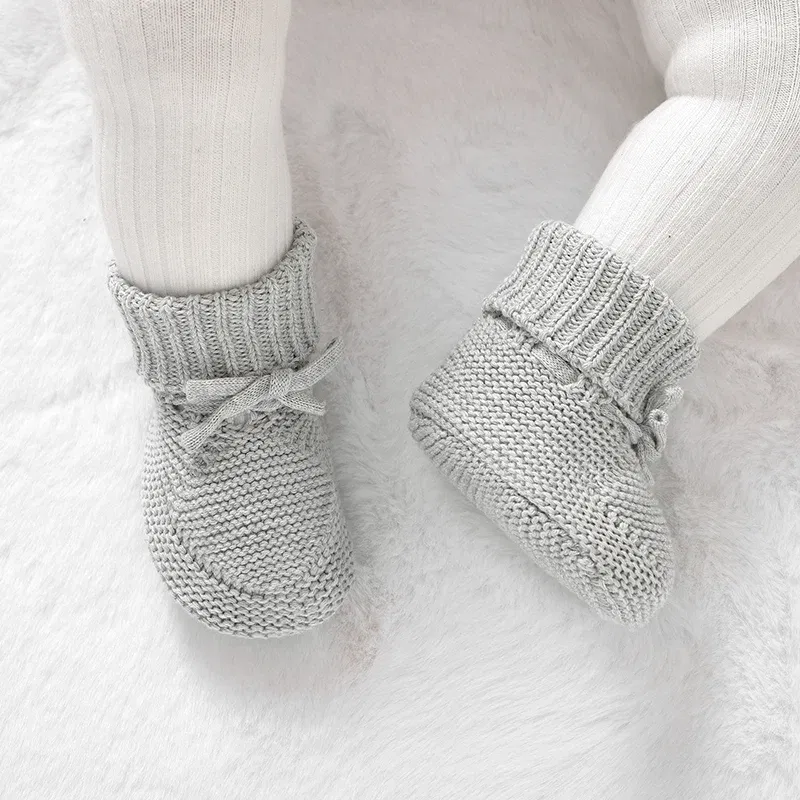 Color: black, Baby Age: 13-18 Months - Infant Baby Shoes Knit Cotton Boys Girl Boots Fashion Tie Solid Newborn Walk Bed Footwear Toddler Kid Clothing Accessories 0-18M