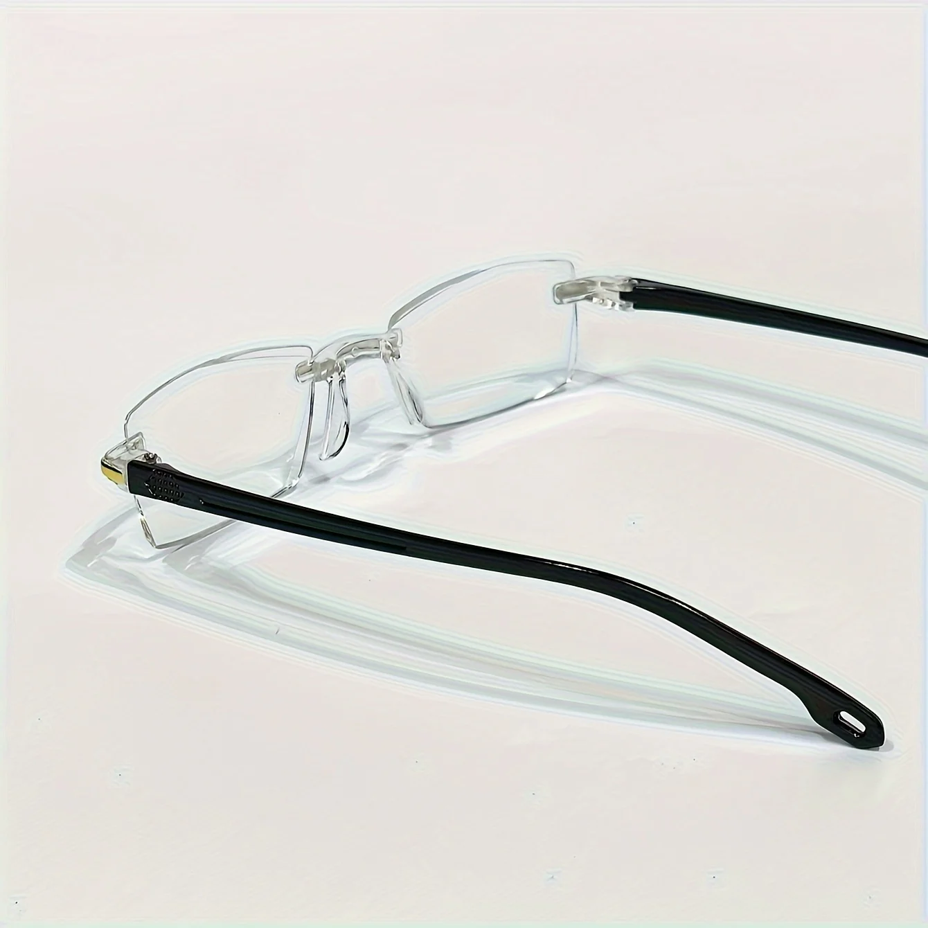 Frame Color: black, Eye Prescription: +100 - 10pcs Reading Glasses Blue Light Blocking Glasses Rimless High-Definition Presbyopia Glasses For Women And Men +1.0 - +4.0