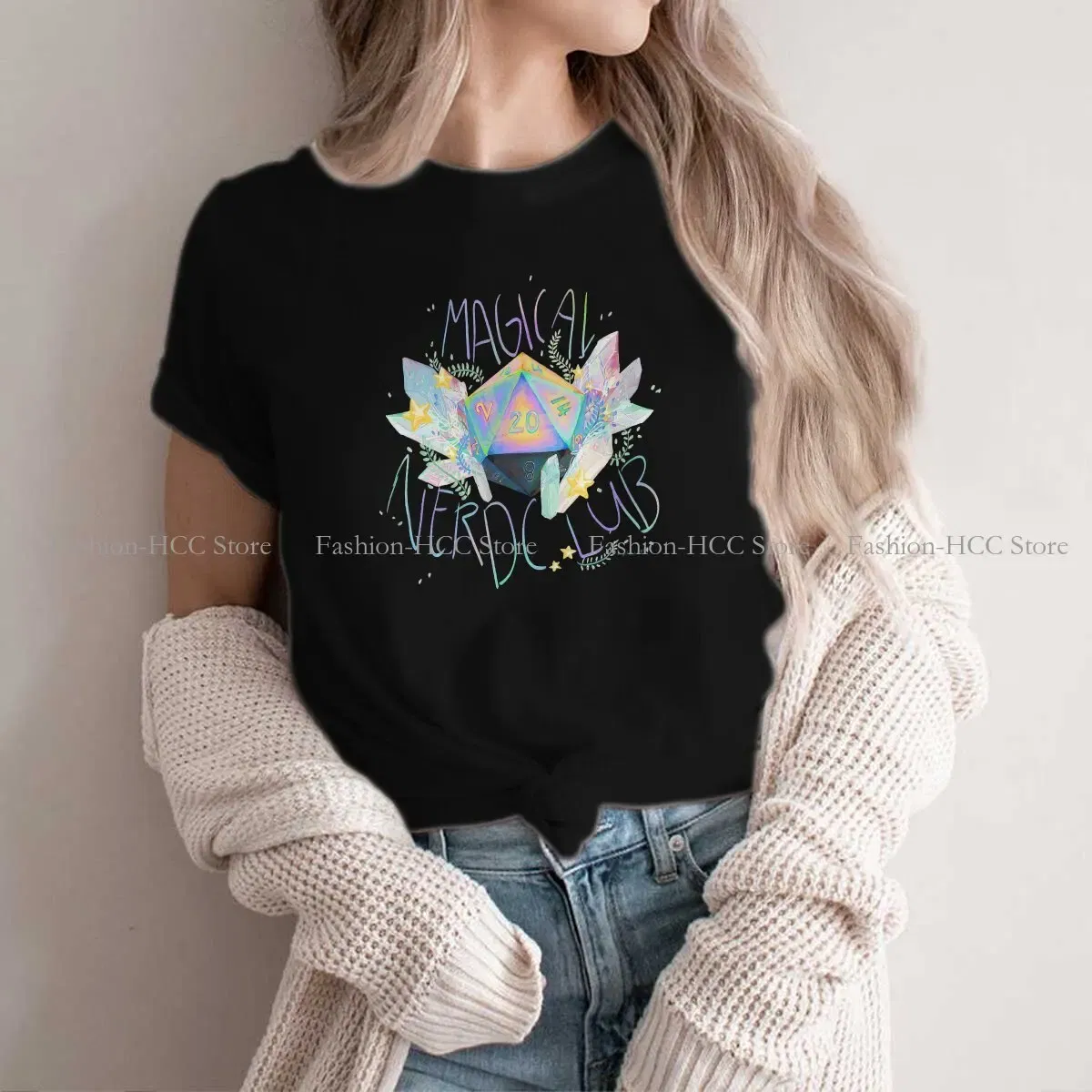 Color: WHITE, Size: XL - Magical Nerd Club Style Polyester TShirt DND Game Comfortable Creative Gift Idea T Shirt Stuff
