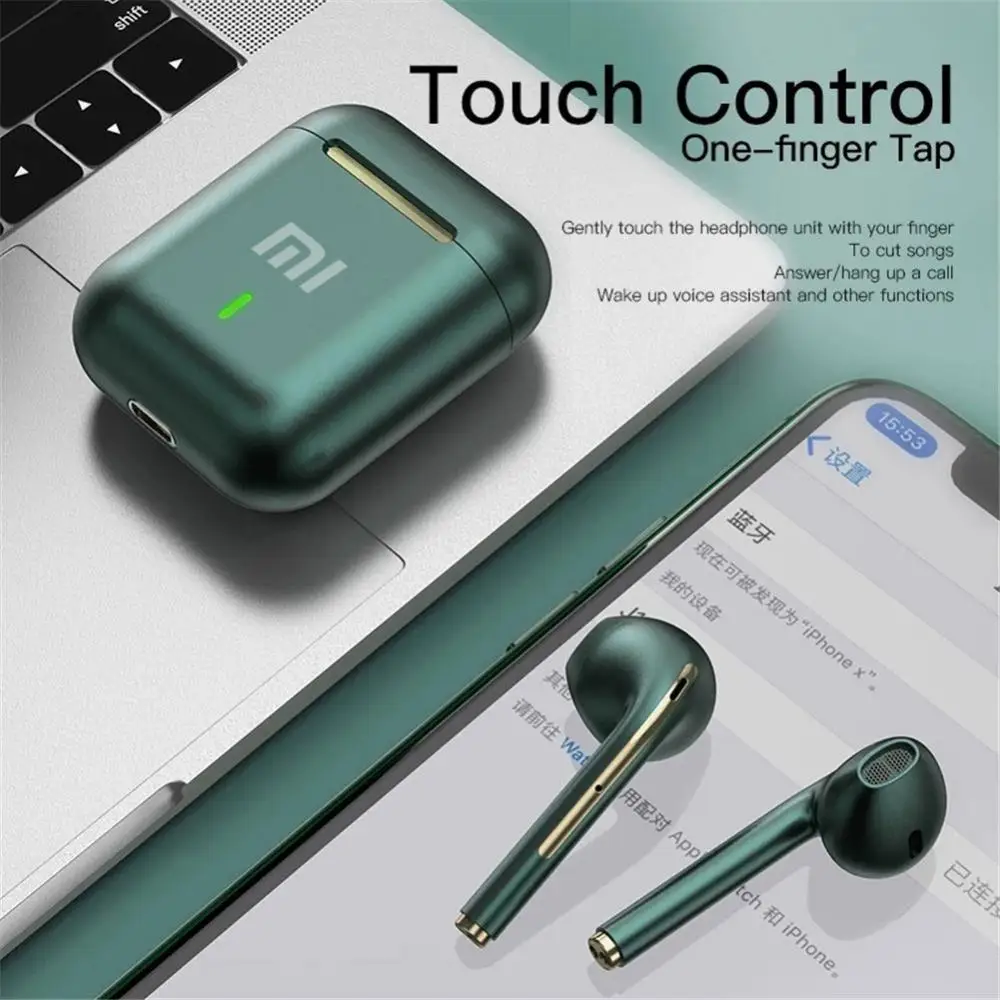 Color: green - Xiaomi J18 Wireless Bluetooth Headphones in-ear HiFI Stereo with Mic Bluetooth Touch Waterproof Noise Cancelling Multi-Earphones