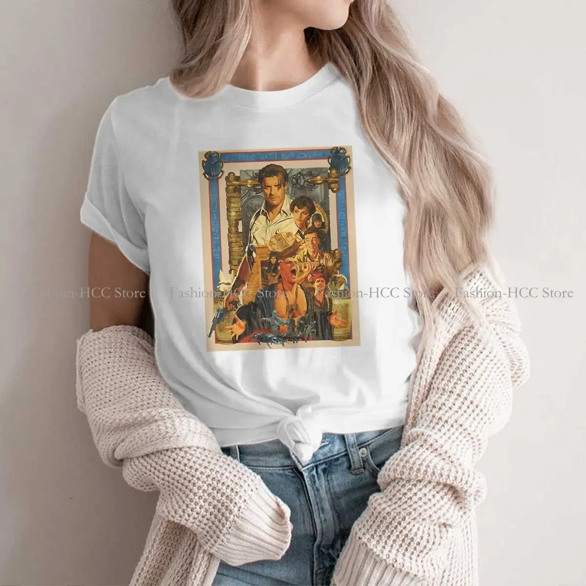 Color: WHITE, Size: XL - Brendan  Fraser Poster Unique Polyester TShirt The Mummy Movie Top Quality Creative Graphic  T Shirt Stuff