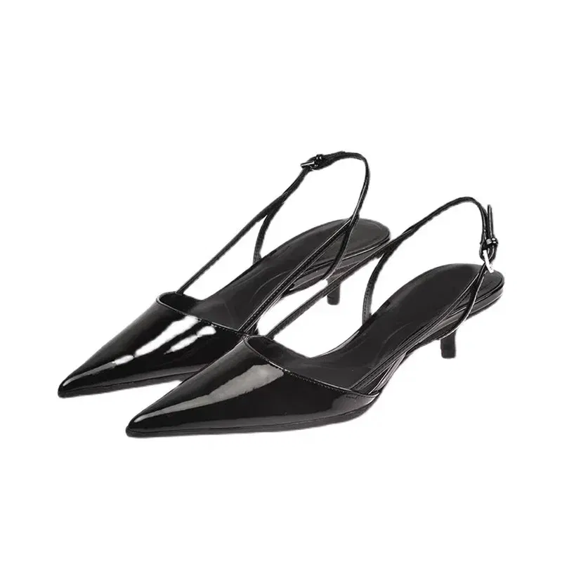 Color: Beige, Shoe Size: 37 - Women Pointed Toe Heels Shoes Sandals 2024 Dress Party Fashion Summer Slippers New Walking Flip Flops Pumps  Slides