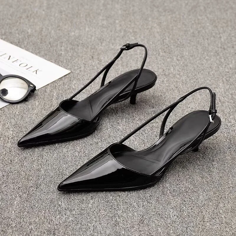 Color: Beige, Shoe Size: 37 - Women Pointed Toe Heels Shoes Sandals 2024 Dress Party Fashion Summer Slippers New Walking Flip Flops Pumps  Slides
