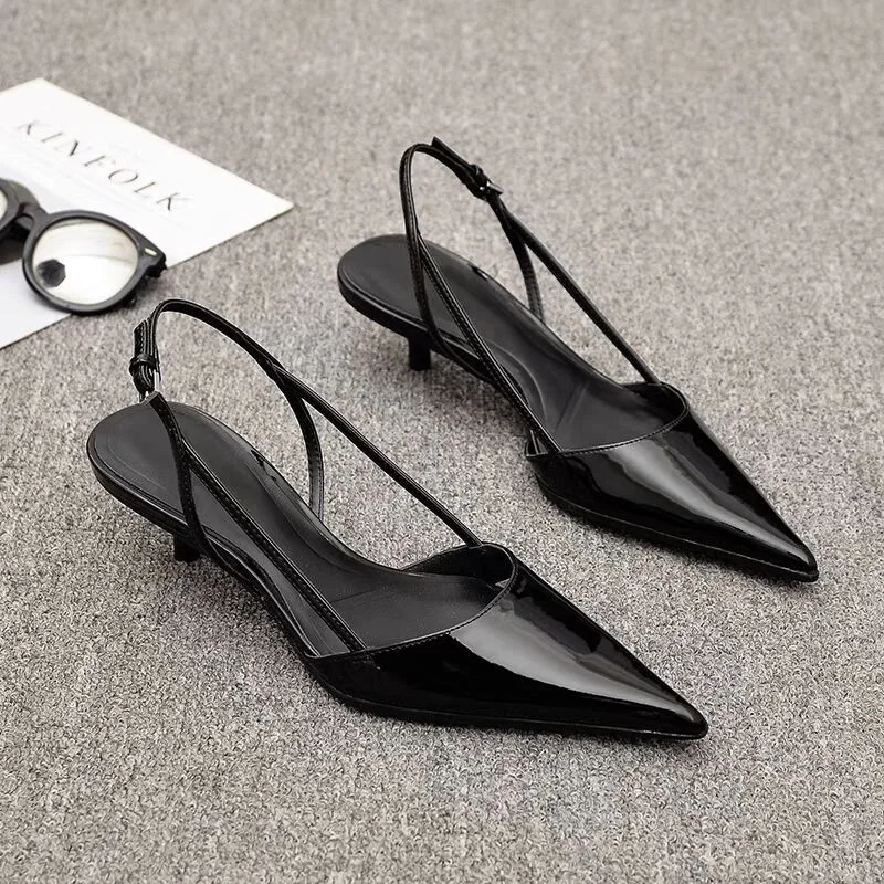 Color: Beige, Shoe Size: 37 - Women Pointed Toe Heels Shoes Sandals 2024 Dress Party Fashion Summer Slippers New Walking Flip Flops Pumps  Slides