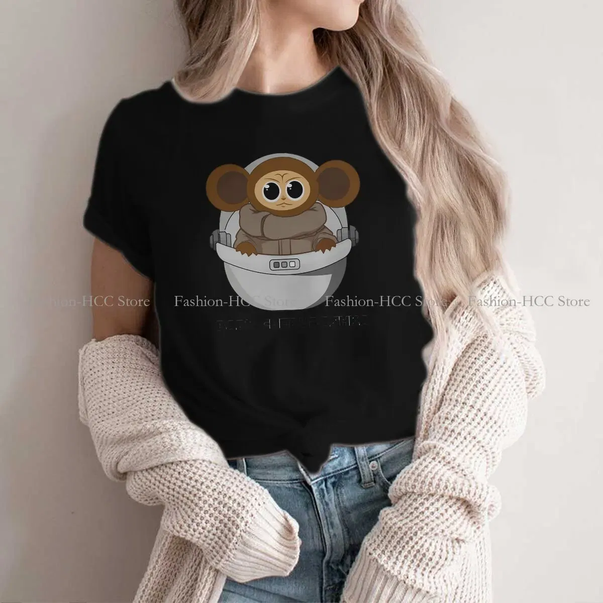 Color: black, Size: XXL - Baby Newest Polyester TShirts Cheburashka Che Burashka Gena Russian Cartoon Female Style Streetwear T Shirt O Neck