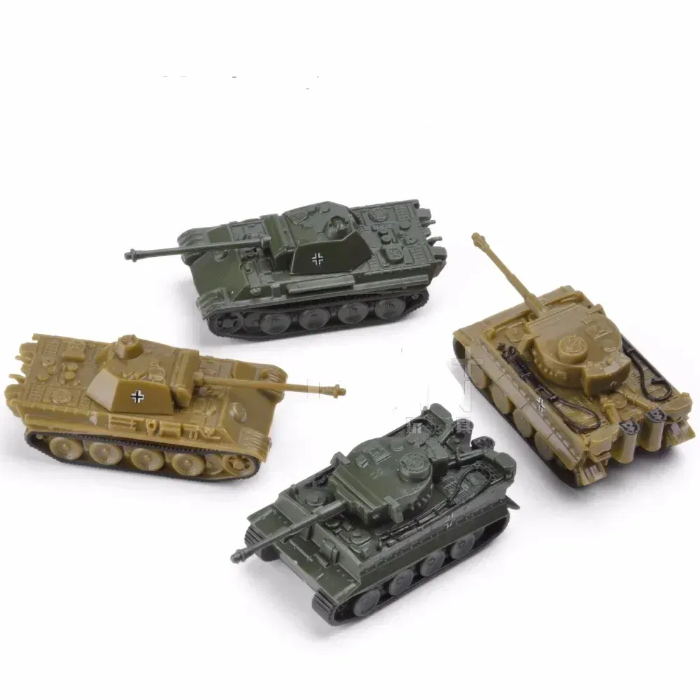 Color: Blue - 1/144 4D Classic Tank Model WWII Tiger Leopard US GER CHN USSR RUS Finished Model Sand Table Plastic Tanks Toy