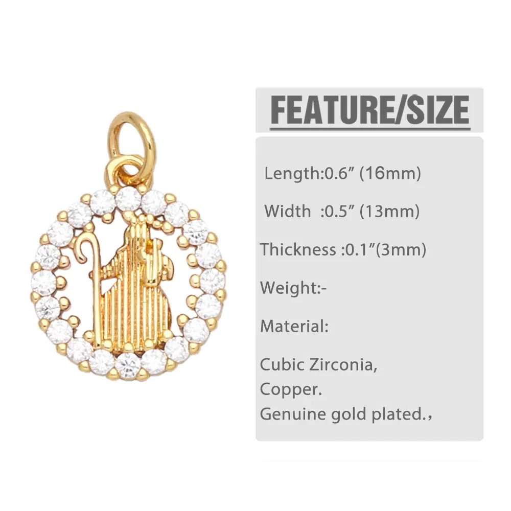 Metal color: Light Yellow Gold Color - OCESRIO Virgin Mary Charms for Necklace Earrings Gold Plated Copper CZ Cross FE Handmade Jewelry Making Supplies DIY chma151