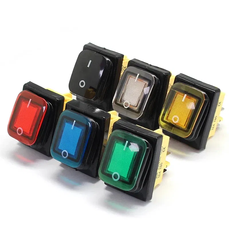 Heavy Duty 4 pin DPST IP67 Sealed Waterproof T85 Auto Boat Marine Toggle Rocker Switch with LED 12V 220V 30x22