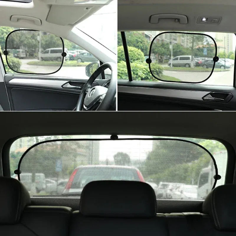 Color: Brown, Ships From: CHINA - Car Sun Shade UV Protection Folding Auto Rear Window Sunshade 100x50cm Universal Mesh Back Window Visor with Suction Cups