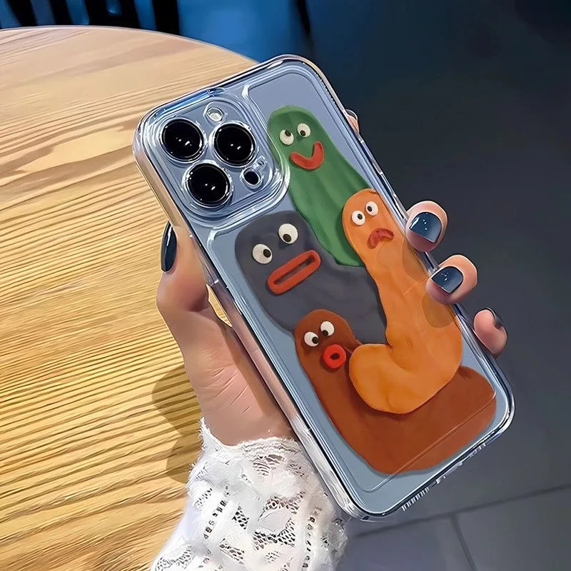 Color: Beige, Material: Plastic - Funny Silly Putty Phone Case For iPhone 11 12 13 14 15 16 Pro Max XR X XS Mini 8 7 Plus SE 2020 Fashion Clear Case